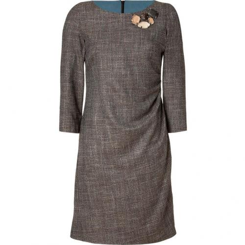 Piazza Sempione Brown Jeweled Check Dress