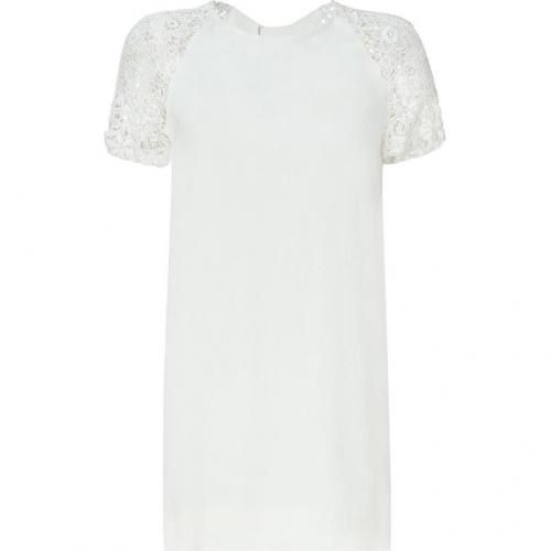 Sandro Pearl Dress with Lace Sleeves